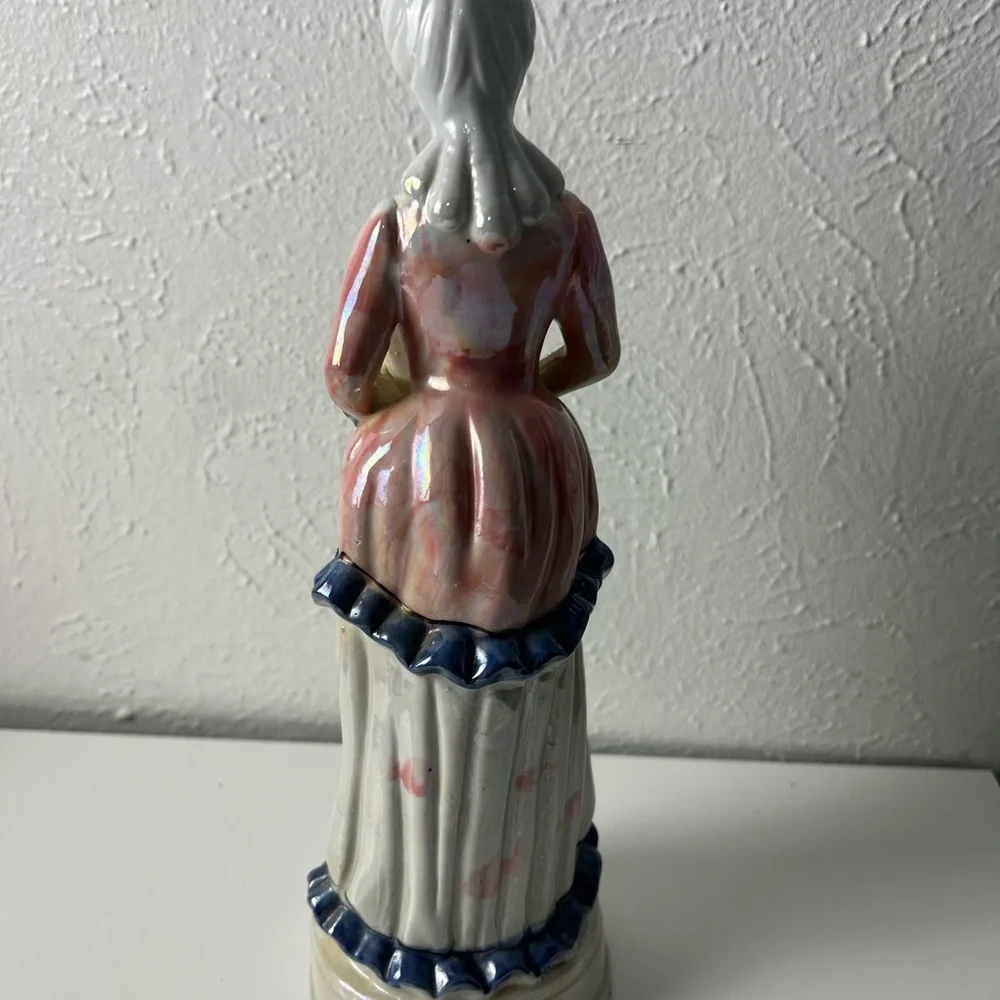 Vintage Victorian Lady Holding a Small Harp